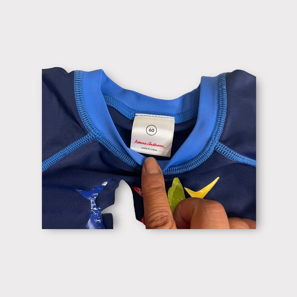 Hanna Andersson Colorful Shark Blue Rash Guard - Picture 3 of 4